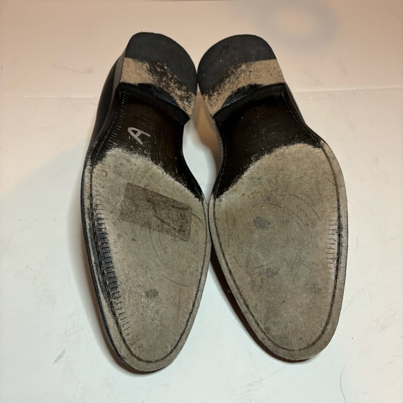 Vero Cuoio Lav. Artigiana Mens Almond Toe Black Leather Slip On Loafers Size 42 - Picture 9 of 10